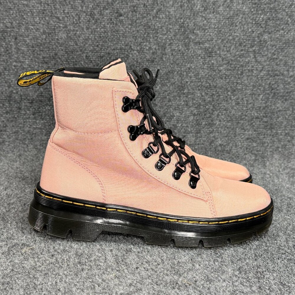 Dr. Martens Pink Canvas Combat Boots